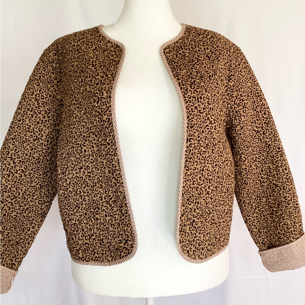 White House Black Market Leopard-Print Open Front Jacket - Brown/Black